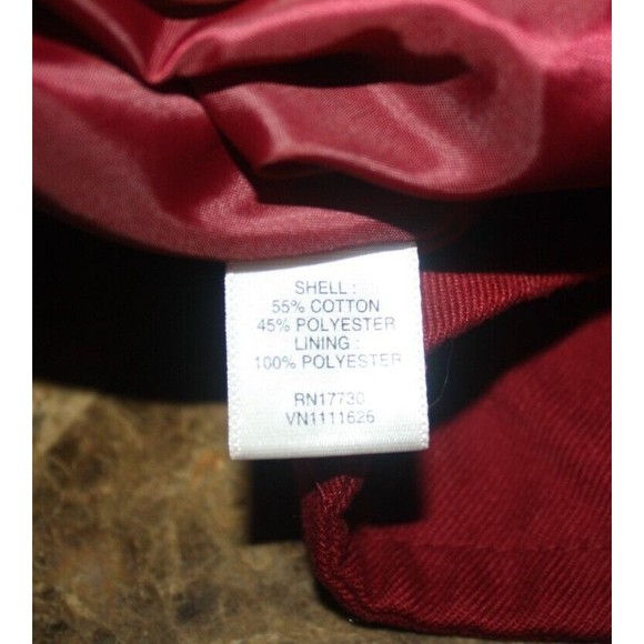 Merona Two Button Maroon Suit Jacket Split Sleeve Flair Bottom Sz M Faux Pockets - Picture 11 of 11